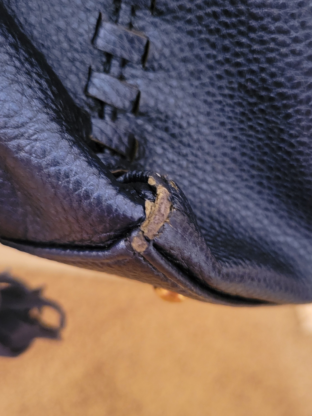 Structured Navy Tote with Gold Hardware - Picture 3 of 14